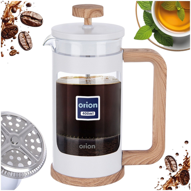 Чайник для заварювання кави і чаю Orion White Line скляний Білий 400 мл (8592381214197) - зображення 4