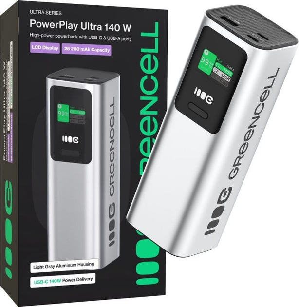 УМБ Green Cell PowerPlay Ultra 25200 mAh 140W Silver (PBGC25UD) - зображення 7