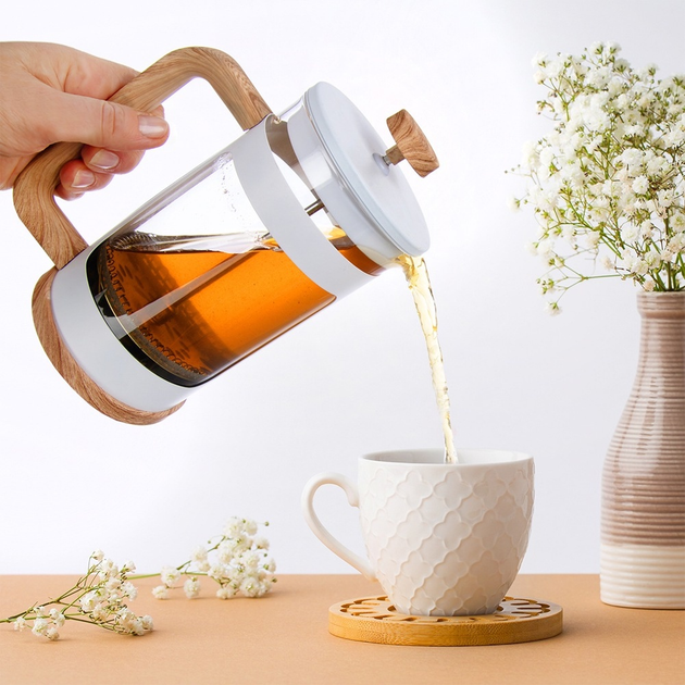 Чайник для заварювання кави і чаю Orion White Line скляний Білий 650 мл (8592381214210) - зображення 5