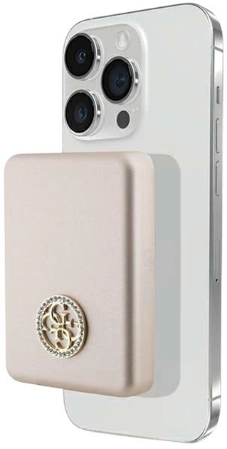 Powerbank Guess MagSafe 4G Strassed Metal Logo 5000mAh 15W USB-C Gold (3666339172169) - obraz 3