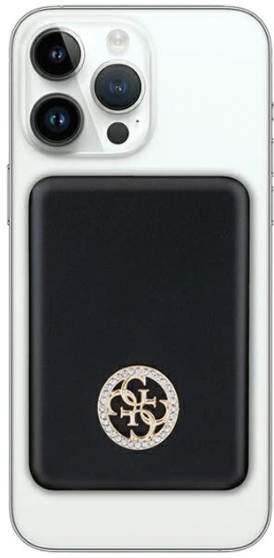 Powerbank Guess MagSafe 4G Strassed Metal Logo 5000mAh 15W USB-C Black (3666339172152) - obraz 3