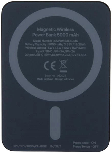Powerbank Guess MagSafe 4G Metal Script Logo 5000mAh 15W USB-C Black (3666339172138) - obraz 4