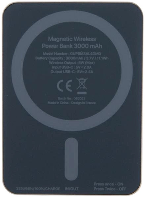 Powerbank Guess MagSafe 4G Metal Script Logo 3000mAh 5W USB-C Gold (3666339171360) - obraz 4