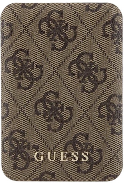 Powerbank Guess 4G Leather Metal Logo MagSafe 5000mAh 15W USB-C Brown (3666339210588) - obraz 1