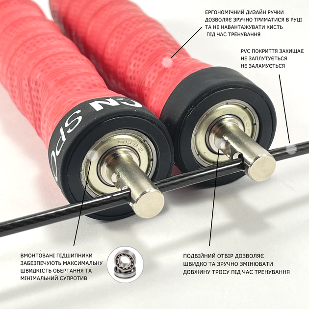 Скакалка скоростная для кроссфита UP & FORWARD Speed Rope PRO+ 3 м Красный (1494610014) - изображение 5