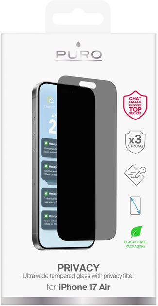 Szkło hartowane Puro Privacy do Apple iPhone 17 Air (8018417525643) - obraz 2