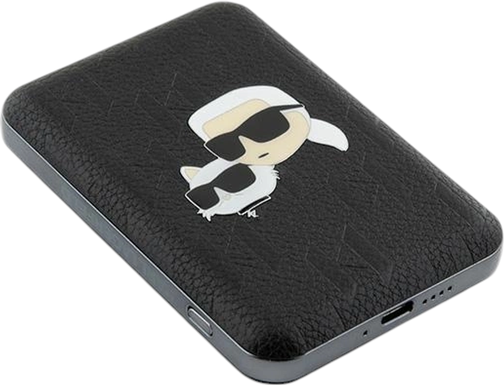 Powerbank Karl Lagerfeld Karl&Choupette Head Pin MagSafe 5000 mAh 15W Black (KLPB5FPGKSKCHK) - obraz 4
