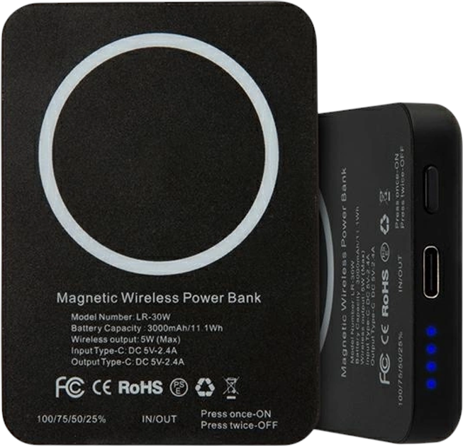 Powerbank Karl Lagerfeld Ikonik MagSafe 3000 mAh 5W Black (KLPBMSOIBK) - obraz 3