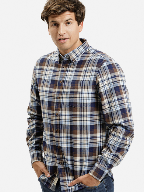 Сорочка бавовняна чоловіча Cross Jeans 35616-025 L Коричнева (8697319809510) - зображення 1