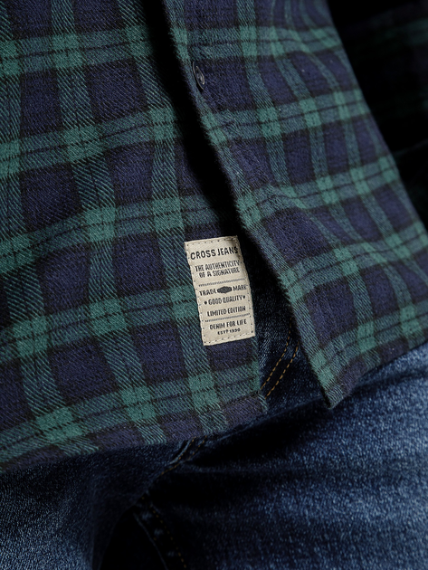 Сорочка бавовняна чоловіча Cross Jeans 35617-001 M Темно-синя (8697319809558) - зображення 4