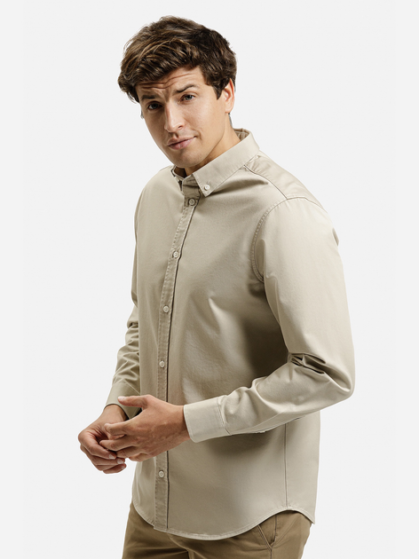 Сорочка бавовняна чоловіча Cross Jeans 35620-017 L Бежева (8697319810127) - зображення 1