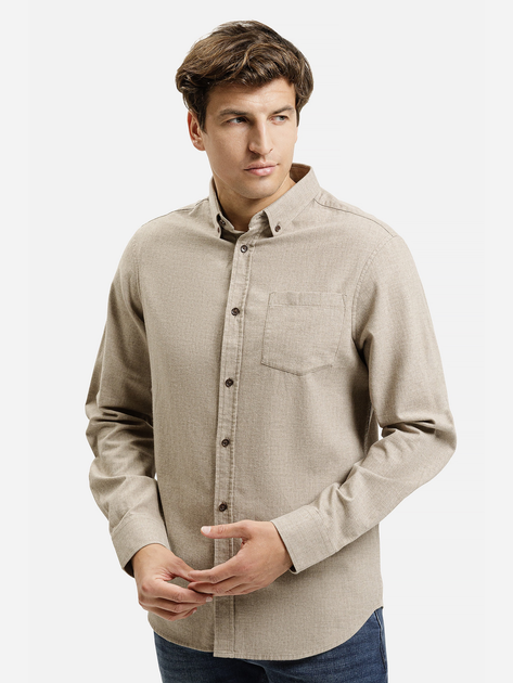 Сорочка бавовняна чоловіча Cross Jeans 35621-053 3XL Бежева (8697319810158) - зображення 1
