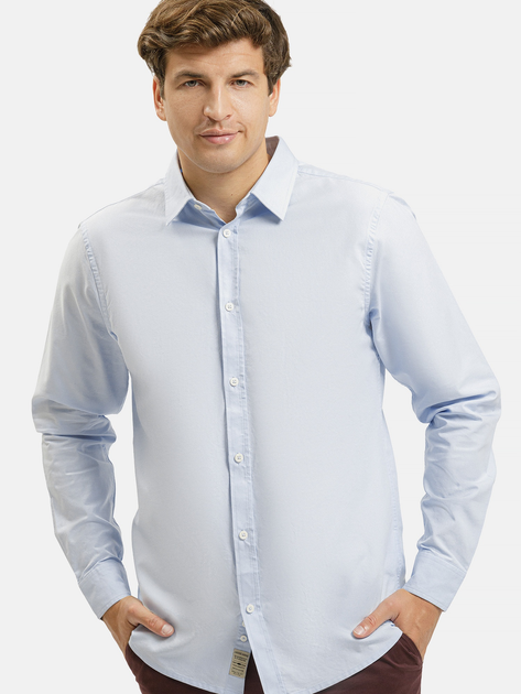 Сорочка бавовняна чоловіча Cross Jeans 35624-283 L Блакитна (8697319810363) - зображення 1