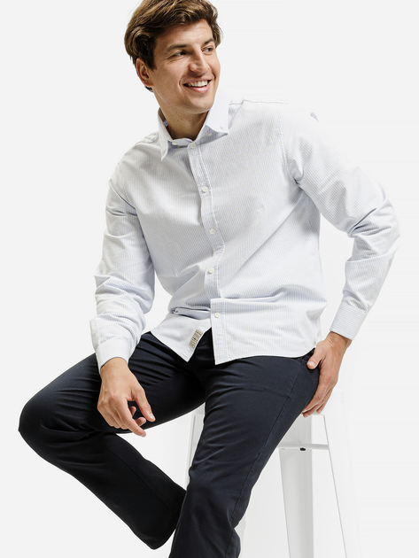 Сорочка бавовняна чоловіча Cross Jeans 35625-071 M Блакитна (8697319810400) - зображення 4