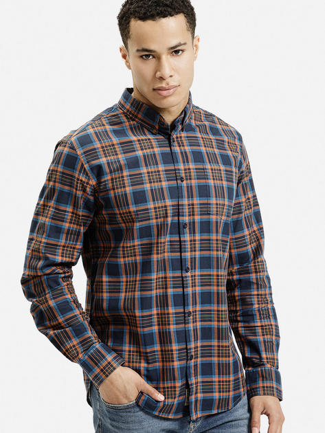 Сорочка бавовняна чоловіча Cross Jeans 35626-001 L Темно-синя (8697319810646) - зображення 1