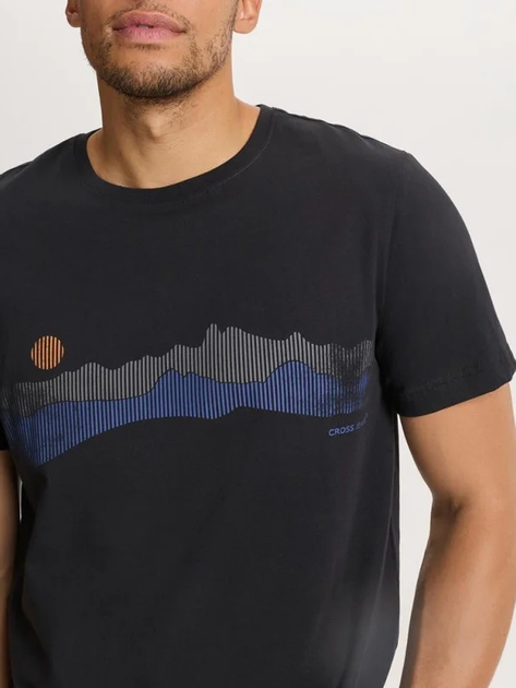 Футболка бавовняна довга чоловіча Cross Jeans 16124-020 3XL Чорна (8697319808568) - зображення 5