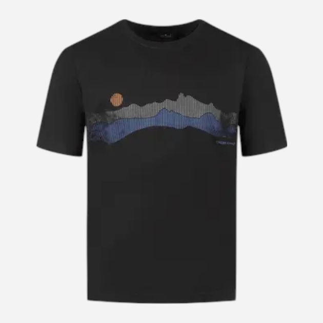 Футболка бавовняна довга чоловіча Cross Jeans 16124-020 2XL Чорна (8697319808544) - зображення 6