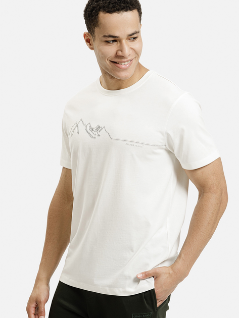 Футболка бавовняна довга чоловіча Cross Jeans 16127-252 S Біла (8697319806359) - зображення 1