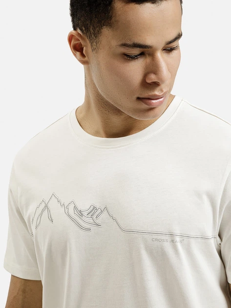 Футболка бавовняна довга чоловіча Cross Jeans 16127-252 3XL Біла (8697319806366) - зображення 4