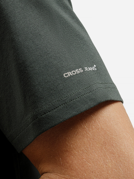 Футболка бавовняна довга чоловіча Cross Jeans 16128-387 L Темно-зелена (8697319806434) - зображення 4