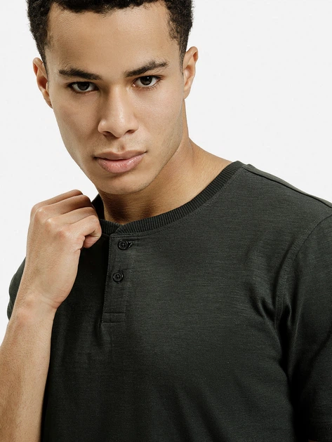 Футболка бавовняна довга чоловіча Cross Jeans 16129-387 S Темно-зелена (8697319806519) - зображення 4