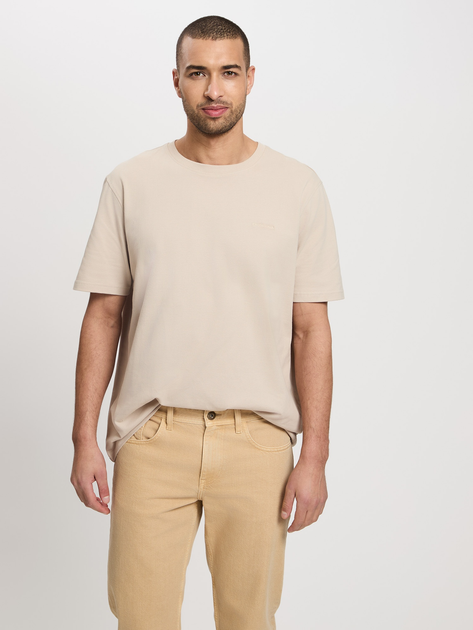 Футболка бавовняна довга чоловіча Cross Jeans 16122-053 XL Бежева (8697319806274) - зображення 1
