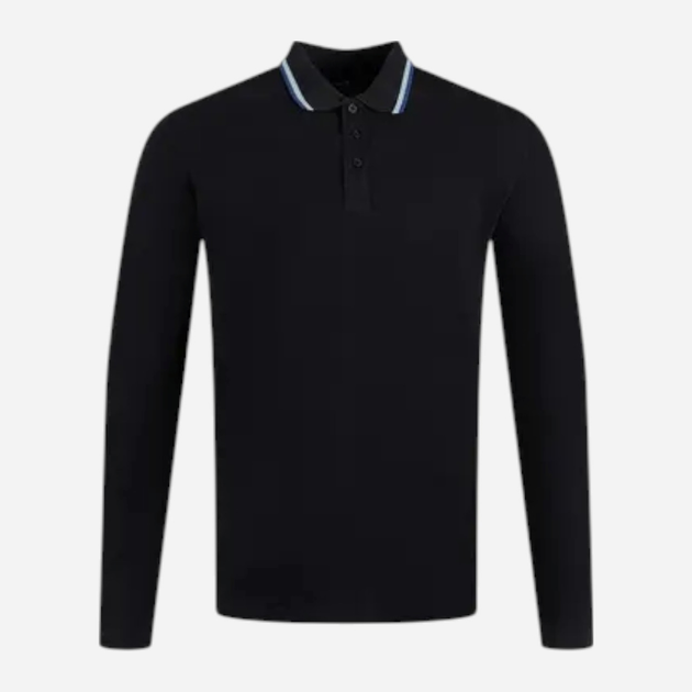 Koszulka polo męska z długim rękawem Cross Jeans 16135-310 S Granatowa (8697319808674) - obraz 1