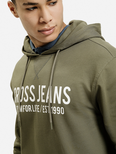 Bluza z kapturem męska Cross Jeans 25444-039 L Oliwkowa (8697319807653) - obraz 4