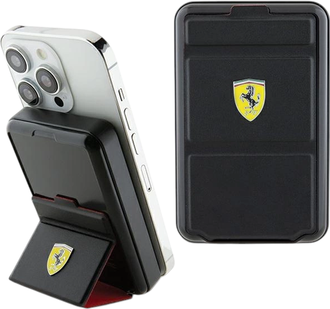УМБ Ferrari Metal Logo MagSafe with stand function 10000 mAh 15W Black (FEPB10MSPLEK) - зображення 5