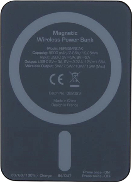 Powerbank Ferrari Metal Logo MagSafe 5000 mAh 15W Black (FEPB5MNCAK) - obraz 4