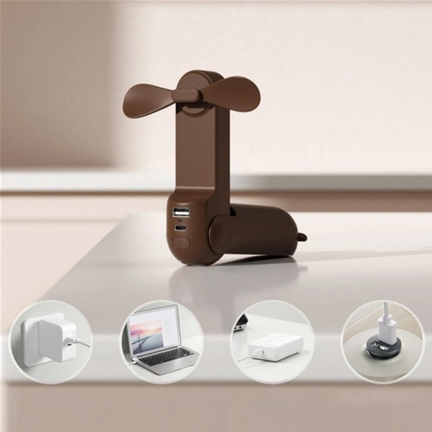 Вентилятор ручний (портативний) Jisulife Handheld Fan Life8 Brown (Life8_brown) - зображення 4