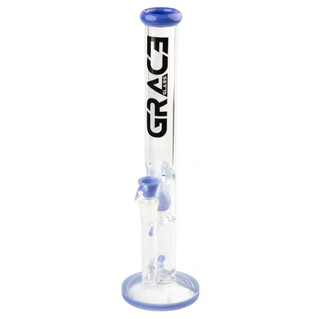 Бонг боросиликат стекло Grace Glass Limited Edition Straight Blue 43 см Грейс Глас кикер шипы и пеколятор синий - изображение 4