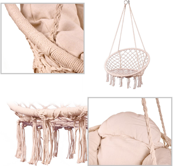 Huśtawka ogrodowa z poduszką Ikonka Luaro XXL - obraz 3