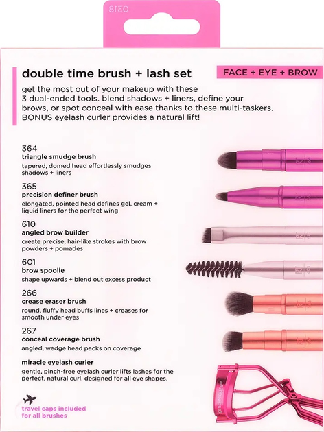 Zestaw pędzli do makijażu Real Techniques Double Time + zalotka do rzęs 4 szt (0079625446364) - obraz 3
