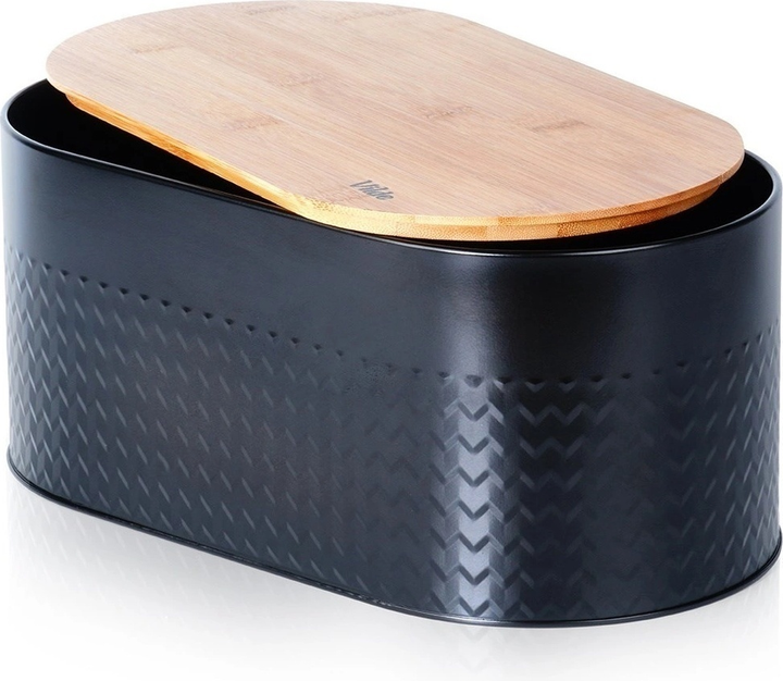 Хлібниця Vilde сталева з дерев'яною дошкою Чорна (5904316472917) - зображення 2