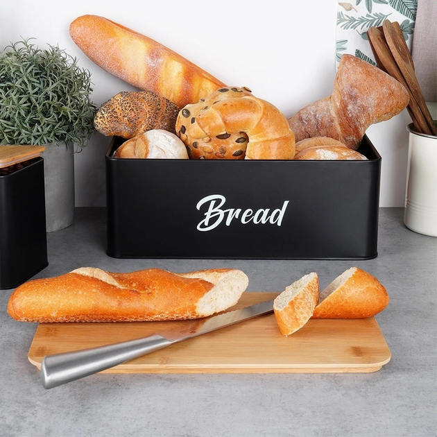 Zestaw Vilde Chlebak metalowy Czarny + Pojemniki kuchenne 4 elementy (5904316472948) - obraz 7