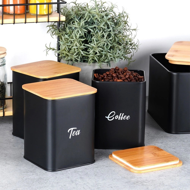 Zestaw Vilde Chlebak metalowy Czarny + Pojemniki kuchenne 4 elementy (5904316472948) - obraz 9