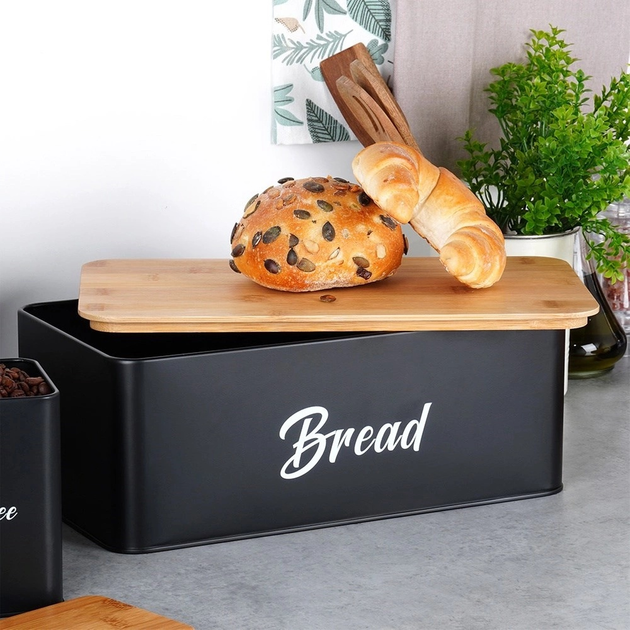 Zestaw Vilde Chlebak metalowy Czarny + Pojemniki kuchenne 4 elementy (5904316472948) - obraz 8