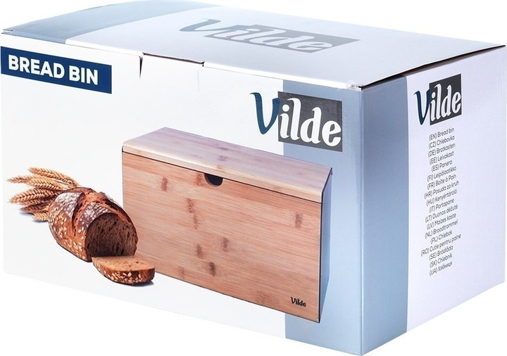 Chlebak Vilde drewniany metalowy z podwójną pokrywą Czarny (5904316472870) - obraz 12