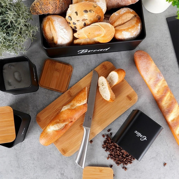 Zestaw Vilde Chlebak metalowy Czarny + Pojemniki kuchenne 4 elementy (5904316472948) - obraz 11