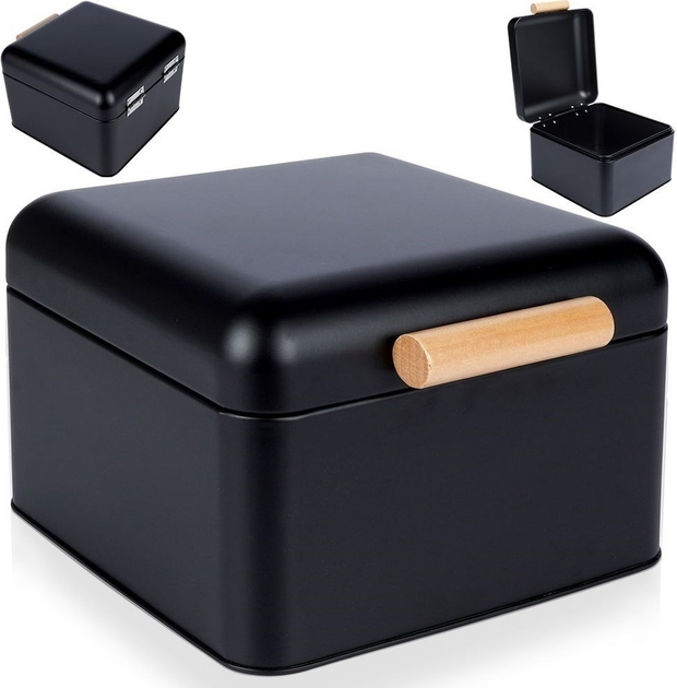 Chlebak Excellent Houseware metalowy Czarny (8720573535687) - obraz 2