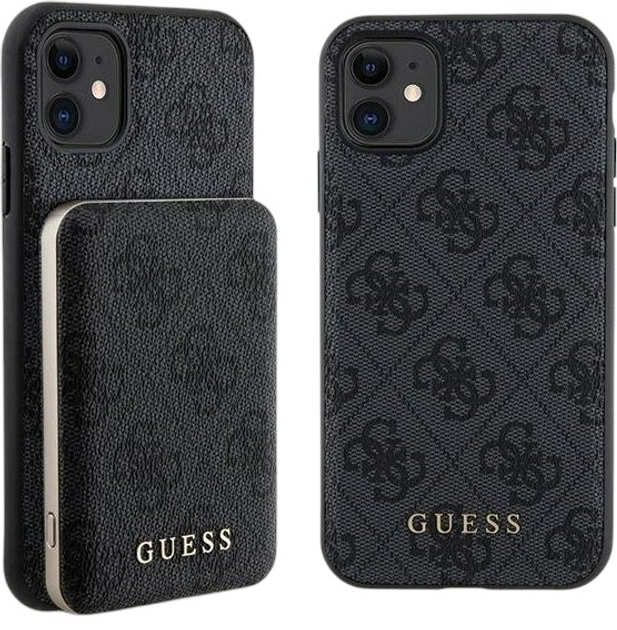 Комплект Guess Case 4G Metal Logo for iPhone 11 + Powerbank 5000mAh MagSafe Black (GUBPM5N614GEMGK) - зображення 1