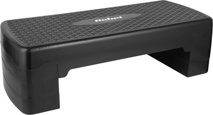 Степ платформа для аеробіки та фітнесу Rebel Active 3 ступені 68 см Чорна (5901890123051) - зображення 1