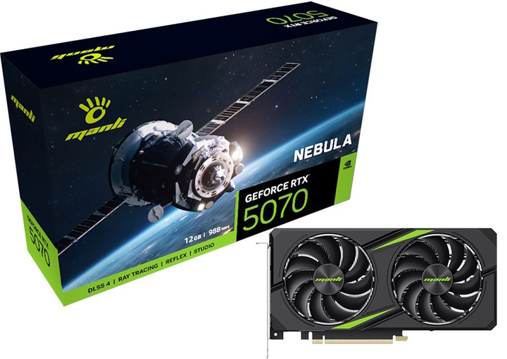 Karta graficzna Manli PCI-Ex GeForce RTX 5070 Nebula 12GB GDDR7 (192bit) (2325/28000) (3 x DisplayPort, HDMI) (N76450700M36340) - obraz 6