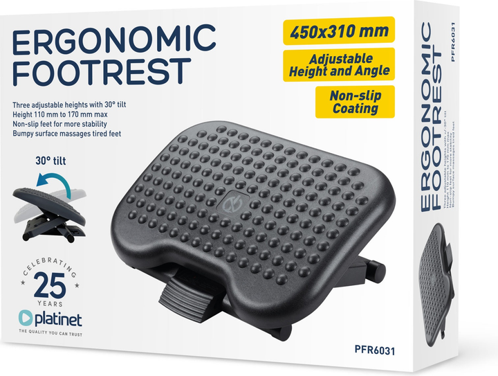 Ергономічна підставка для ніг Platinet регульована (PFR6031) - зображення 3