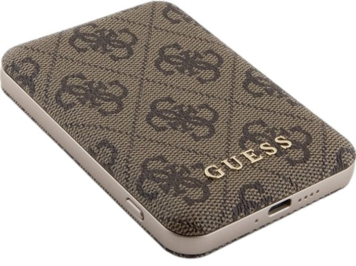 Комплект Guess Case 4G Metal Logo for iPhone 15 + Powerbank 5000mAh MagSafe Brown (GUBPM5P15S4GEMGW) - зображення 5