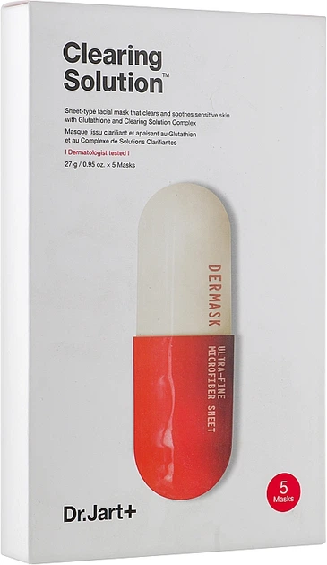 Набір масок для обличчя Dr.Jart+ Dermask Clearing Solution зволожуючих 5х27 г (8809642712645) - зображення 4