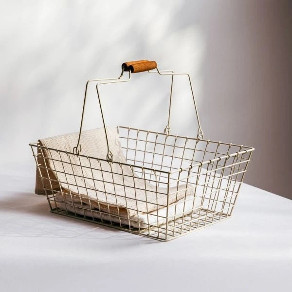 Koszyk do przechowywania Homla Selia z uchwytami śmietankowy 43 x 29 cm (5906496730795) - obraz 5