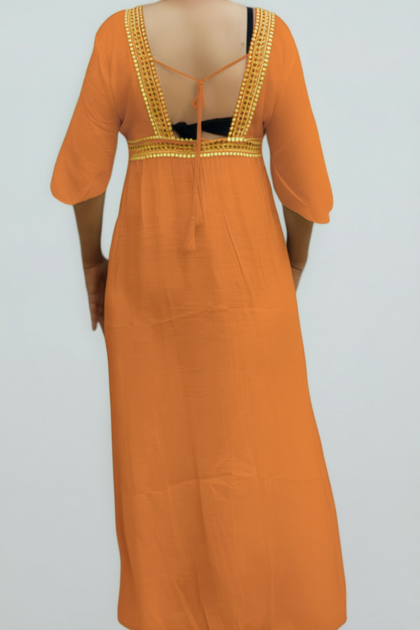 Туника пляжная халатиком Fuba 100784 Оранжевый (бедра 107-110 см) 44 (XL) - Фото 4 Туника пляжная халатиком Fuba 100784 Оранжевый (бедра 107-110 см) 44 (XL) - изображение 4