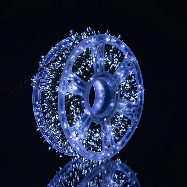 Светодиодная гирлянда Хвойная лапа 100 м 3000 LED лампочек новогодняя гирлянда роса на катушке 8 режимов зеленый провод Синий - изображение 12